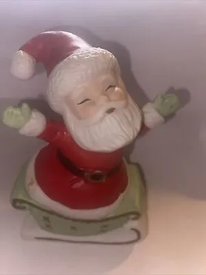 UOGC Vintage Ceramic Santa In Sleigh Figurine Christmas Taiwan 4  • $13.49