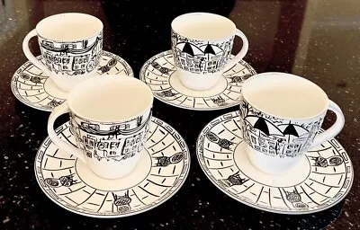 Mikasa Ultima PARISIAN SCENES Pattern CUPS & SAUCERS Set Of 4 ~ New Condition! • $49.99