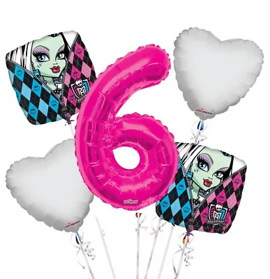 Monster High Balloon Bouquet 6th Birthday 5 Pcs - Party Supplies • $17.89