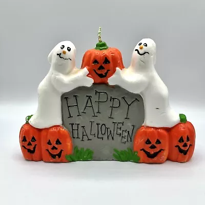 Vintage Happy Halloween Ghost Pumpkin Molded Candle Unused • $10.99