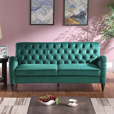 Chesterfield 3 Seater Sofa Bed Upholstered Soft Couch Settee Sofabed Sleeper • $550.59