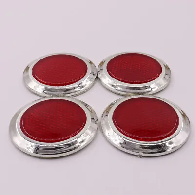 4x Red Car Hot Motorcycles Reflective Sticker Reflector Round Chrome Adhesive • $3.99