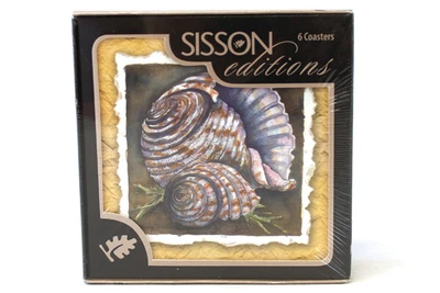 $8.99 • Buy Set Of 6 Sisson Editions Imports Sea Shell Coasters Sea Shore Cork Backed NEW