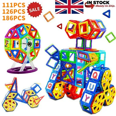186PCS Upgraded Version Magnetic Building Blocks Kit Kid's Xmas Gift Toy Set • £19.35