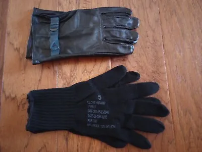 U.s Military Style D-3a Leather Gloves Light Weight Size 5 Large W/liner • $27.95