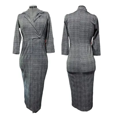 Women's Haute Monde Retro Plaid Wiggle Dress Size Medium • £22.80