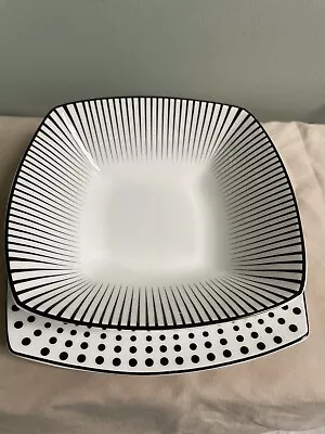 Dining Redesigned By Mikasa Cheers Square Soup Bowl & Salad Plate New • $47.50