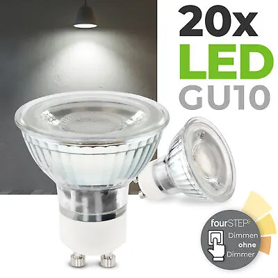 £35.31 • Buy 20pcs LED GU10 Lamps 230V FourSTEP  Dimming Without Dimmer  5W Neutral White 36°