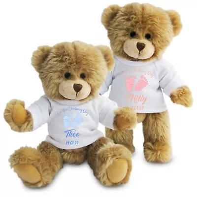 Christening Baptism Naming Ceremony Personalized Teddy Bear Add A Name & Date • £15.99