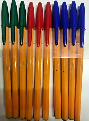 Fine Bic Orange  Fine Ballpoint Pens Ball Point Biros Bluegreenred & Black • £4.95