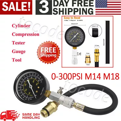 Engine Cylinder Compression Gauge Tester Kit Gas Engine Diagnostic Testing Tool • $14.99