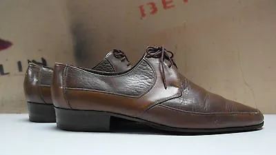 Men's Shoes Leather D 41 UK 75 Lace Up True Vintage Braun Shoes 70er • $144.27