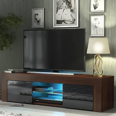 TV Unit 130cm Modern  Cabinet Stand Sideboard High Gloss Doors With Free LED • £89.90