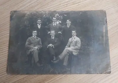 Old RPPC Postcard Gay Interest Handsome Men Posing In Suits Outdoors Dapper • $19.99