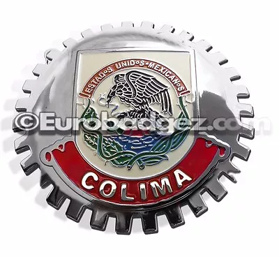 1- NEW Chrome Front Grill Badge Mexican Flag Spanish MEXICO MEDALLION COLIMA • $19.99