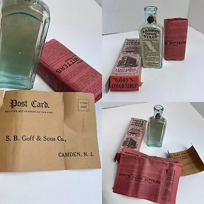 Vtg. SB Goffs & Sons Cough Syrup Medicine Bottle Box Post Card Camden NJ Pharma • $89.99