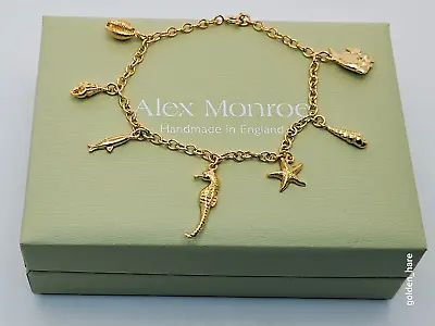 Alex Monroe Under The Sea Charm Bracelet Ocean Life New In Box 22ct Gold Plated • $484.06