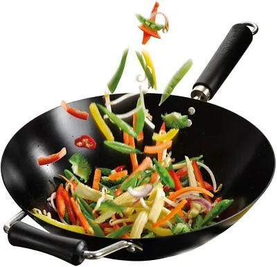 Ken Hom KH435001 Carbon Steel Non Stick Wok | 35 Cm • £27.99