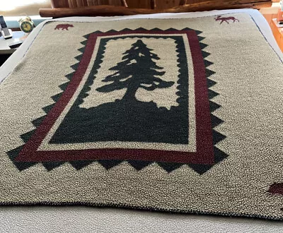 Cabin Fever Fleece Pine Trees Moose Bear 72”x60” Throw Cabin Decor • $10