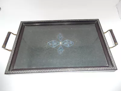 Antique Vtg Wood & Metal Embroidery Cloth Bottom Serving Jewelry Tray • $43