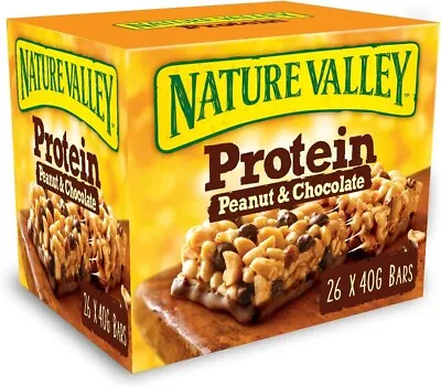 Nature Valley Protein Peanut & Chocolate Gluten Free Cereal Bars 26 X 40g Free D • £19.99