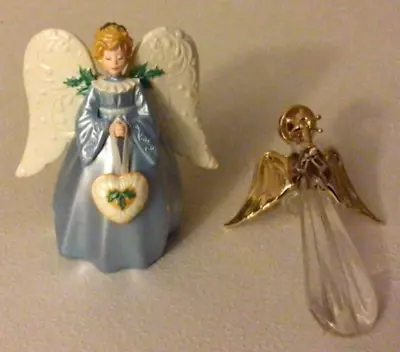 2 Vintage Hallmark Keepsake Miniature Angel Christmas Tree Topper Ornaments • $29.99