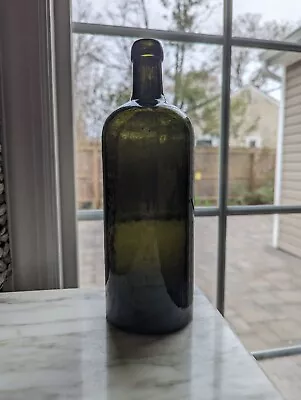 Antique Bottle Dark Olive Green Mineral Water Bottle Late 1800's  K  On Bottom  • $16