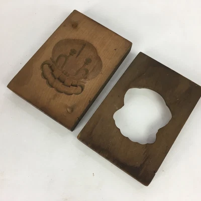 £25.35 • Buy Japanese Wooden Cake Mold Kashigata Sweets Vtg Carving Brown Small Pouch Kg326