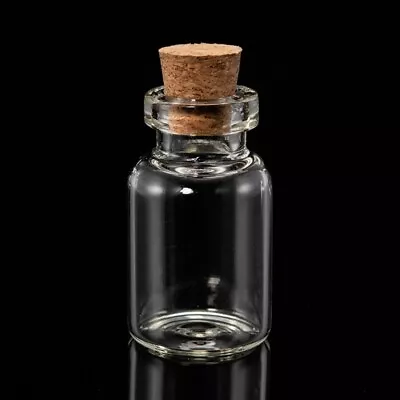 10x Tiny 3 Ml Glass Bottles Cork Stopper Vials Mini Spell Jar Bottle Pendant • £4.75