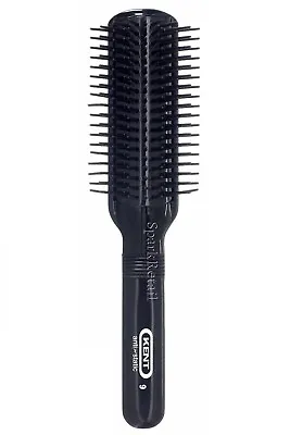 Kent Black Anti-Static Nylon Quill 7 Row Hair BRUSH For Short Hairstyles (AS8) • £7.12