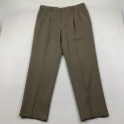 Brooks Brothers Dress Pants Mens 36Reg Brown Wool Made In USA Pleated • $27.85