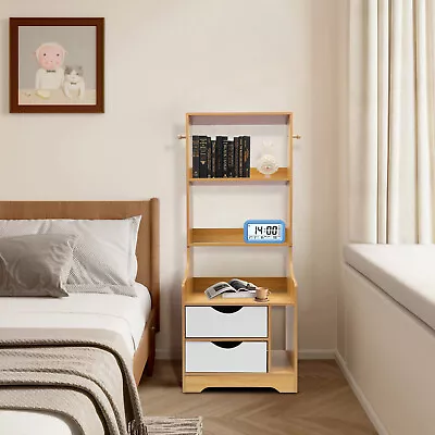 Modern End Table Wood Nightstand Side Table Cabinet Bedside Table With 2 Drawers • $63.65