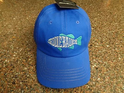 Eddie Bauer Dad Hat Cobalt Blue Fish Design Strapback Adjustable Classic NWT • $24.75