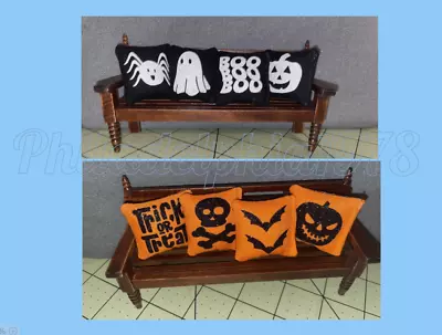 Dollhouse Miniature 1:12 4 Pillows HALLOWEEN THEME Handmade #04 • $12