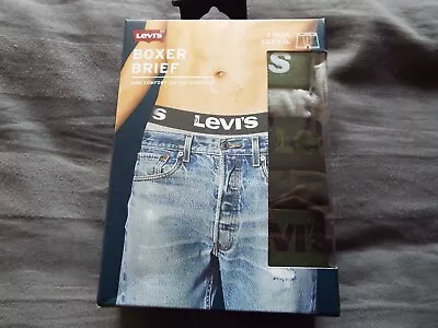 -BNWT 3 Pack Levi's Mens Levi 2XL Boxer Brief 40 Inches RRP £34 Green Combo • £23.99