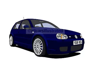 Vw Golf R32 Car Art Print Picture (size A4). Personalise It! • $14.91