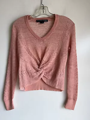 VERONICA BEARD Soren Twist-Front Sweater Top Dusty Pink Size XS • $49