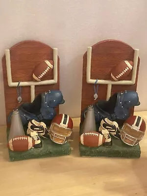 Vintage Set 7.5  Library Book Sports Bookends Football Helmet Pads Horn Ends End • $19.99