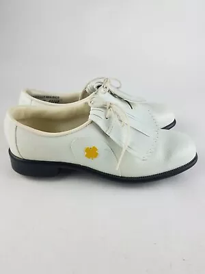 Vintage Metal Spike Womens 7 Golf Cleats Shoes Lady Dexter Yellow Clover Kiltie  • $14.97