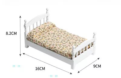 Dollhouse Miniature Wooden Garden Floral Single Bed 1:12 Furniture Accessories • $12.58