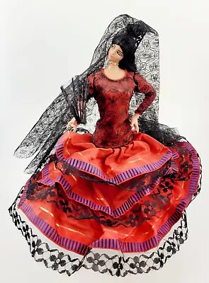 Vintage Marin Flamenco Dancer Chiclana Doll Red Dress 12.5  Tall Made In Spain  • $17.99