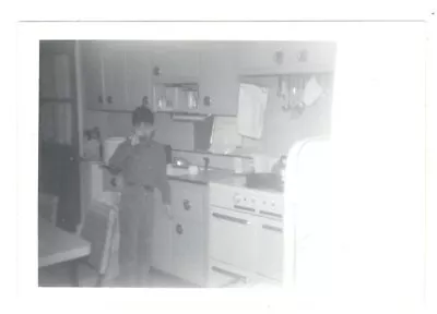 Vintage Photo Boy Posing In Kitchen 1960's Found Art DST39 • $1.50