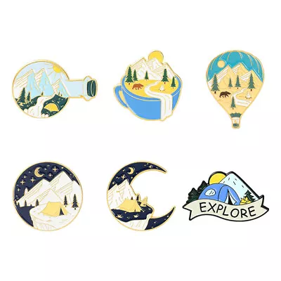 Cartoon Mountain Enamel Piercing Brooch Pin Collar Decor Badge Corsage Jewelry • $1.66