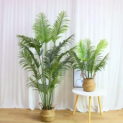 Artificial Palm Tree Tall Fake Plants Tropical Green Plastic Leaves Home Decor • £6.31
