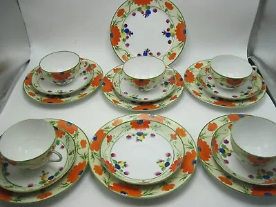 18 Piece Lot Early Hand Painted Meito China Made In Japan Poppies Colorful! • £47.50