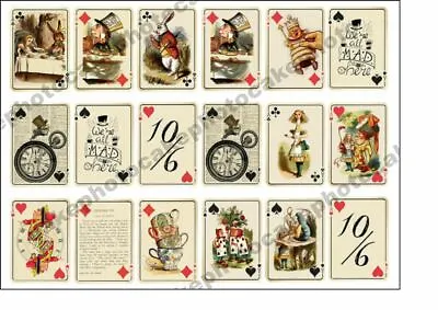 Alice In Wonderland Vintage Playing Cards Edible Icing Cake Images • £5