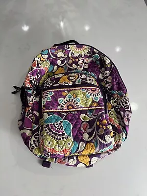 VERA BRADLEY Purple Orange Green Yello Floral Backpack Bag 16X9X18 • $19.98