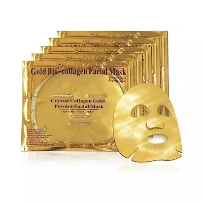 24K Gold Gel Collagen Facial Masks Face Mask For Anti Aging Whitening (10pack) • £12.99