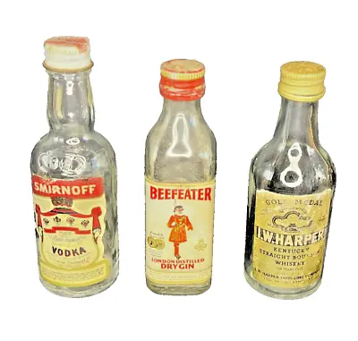 Miniature Empty Airplane Glass Liquor Bottles 1/10 Pint Set Of 3 AS IS • $17.99