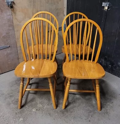 Four Ercol Style Country Farmhouse Oak Dining Chairs • £249